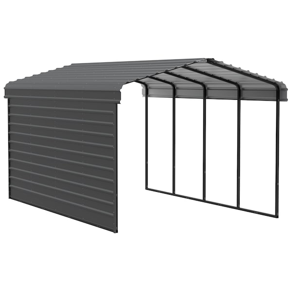 Arrow Storage Products Galvanized Steel Carport, W/ 1-Sided Enclosure, Compact Car Metal Carport Kit, 12'x20'x9', Charcoal CPHC122009ECL1 - main